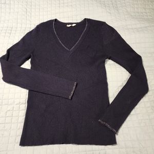 Moth by Anthropologie navy sweater with slim silver trim